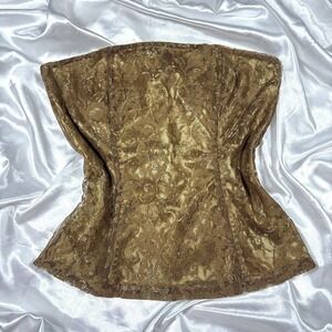 y2k Express Metallic Lace Tube Top Gold Strapless Corset Style S